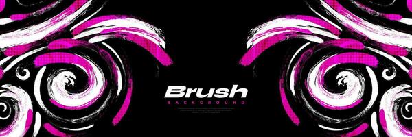 Abstract Black and Purple Brush Background with Halftone Effect. Sport Background. Brush Stroke Illustration for Banner or Poster. Scratch and Texture Elements For Design vector