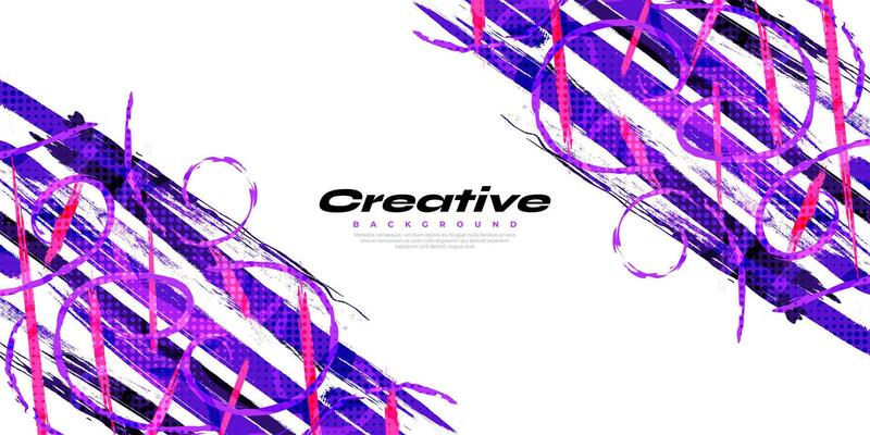 Abstract and Colorful Brush Background with Halftone Effect. Grunge Background. Brush Stroke Illustration for Banner, Poster, or Sports Background. Scratch and Texture Elements For Design