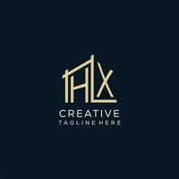 Initial HX logo, clean and modern architectural and construction logo design vector