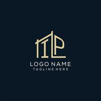 Initial IP logo, clean and modern architectural and construction logo design vector