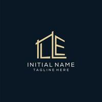 Initial LE logo, clean and modern architectural and construction logo design vector