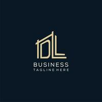 Initial DL logo, clean and modern architectural and construction logo design vector