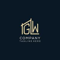 Initial GW logo, clean and modern architectural and construction logo design vector