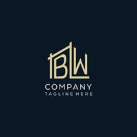 Initial BW logo, clean and modern architectural and construction logo design vector