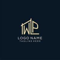 Initial WP logo, clean and modern architectural and construction logo design vector