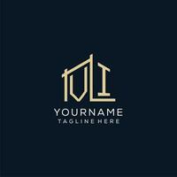 Initial VI logo, clean and modern architectural and construction logo design vector