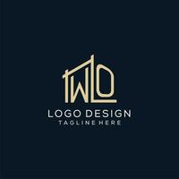 Initial WO logo, clean and modern architectural and construction logo design vector