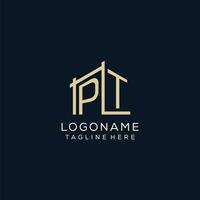 Initial PT logo, clean and modern architectural and construction logo design vector