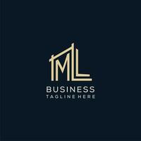 Initial ML logo, clean and modern architectural and construction logo design vector