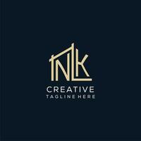 Initial NK logo, clean and modern architectural and construction logo design vector