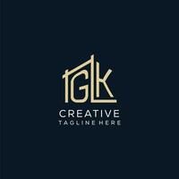 Initial GK logo, clean and modern architectural and construction logo design vector