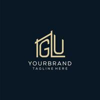 Initial GU logo, clean and modern architectural and construction logo design vector