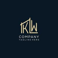 Initial KW logo, clean and modern architectural and construction logo design vector