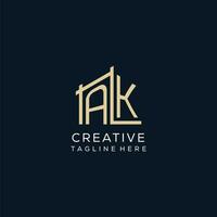 Initial AK logo, clean and modern architectural and construction logo design vector