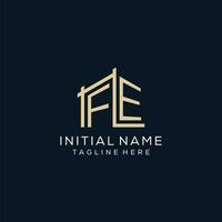 Initial FE logo, clean and modern architectural and construction logo design vector