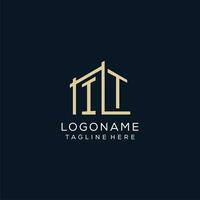 Initial IT logo, clean and modern architectural and construction logo design vector