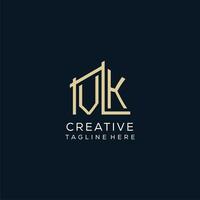 Initial VK logo, clean and modern architectural and construction logo design vector