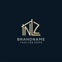 Initial NZ logo, clean and modern architectural and construction logo design vector