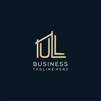 Initial UL logo, clean and modern architectural and construction logo design vector