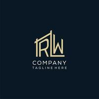 inicial rw logo, limpiar y moderno arquitectónico y construcción logo diseño vector