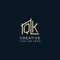 Initial QK logo, clean and modern architectural and construction logo design vector