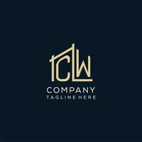 Initial CW logo, clean and modern architectural and construction logo design vector