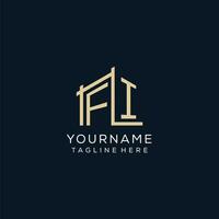 Initial FI logo, clean and modern architectural and construction logo design vector