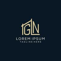 Initial GN logo, clean and modern architectural and construction logo design vector
