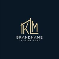Initial KM logo, clean and modern architectural and construction logo design vector