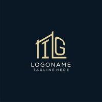 Initial IG logo, clean and modern architectural and construction logo design vector