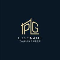 Initial PG logo, clean and modern architectural and construction logo design vector