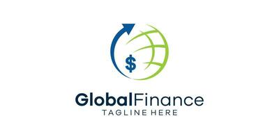 logo design combination of global and financial. vector