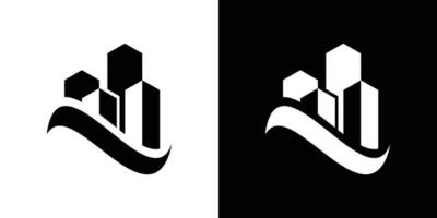 logo diseño combinatorio el forma de un edificio con ondas. vector