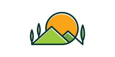 paisaje logo diseño con montaña elementos hecho con minimalista líneas. vector