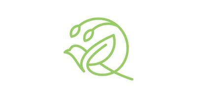 logo design combination of birds and plants made in a minimalist line style. vector