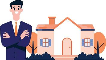 Hand Drawn Real estate agent character in flat style vector