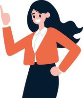 Hand Drawn happy business woman character show confidence in flat style vector