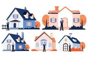 Hand Drawn Real estate agent character in flat style vector