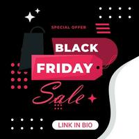 flat black friday instagram posts collection, Instagram post, sale social media banner template with black background vector