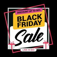 flat black friday instagram posts collection, Instagram post, sale social media banner template with black background vector