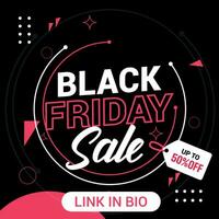 flat black friday instagram posts collection, Instagram post, sale social media banner template with black background vector