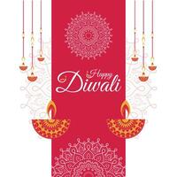 Happy Diwali, festival of lights, Paper Graphic of Indian Rangoli, golden lights, colorful decorative background, Blue magenta background vector