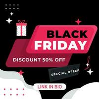 flat black friday instagram posts collection, Instagram post, sale social media banner template with black background vector