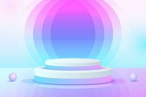 Set purple blue violet 3d object cylinder pedestal podium display gradient color minimal scene vector