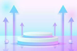 Set purple blue violet 3d object cylinder pedestal podium display gradient color minimal scene vector