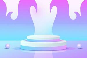 Set purple blue violet 3d object cylinder pedestal podium display gradient color minimal scene vector