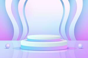 Set purple blue violet 3d object cylinder pedestal podium display gradient color minimal scene vector