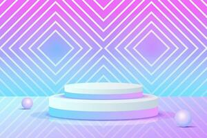 Set purple blue violet 3d object cylinder pedestal podium display gradient color minimal scene vector