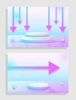 Set purple blue violet 3d object cylinder pedestal podium display gradient color minimal scene vector