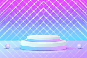 Set purple blue violet 3d object cylinder pedestal podium display gradient color minimal scene vector